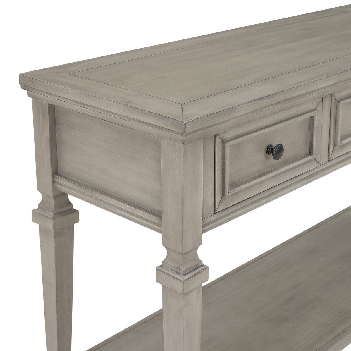 Gray Wood Console Table with Drawers