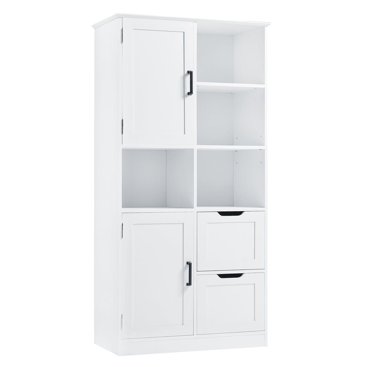 White Bathroom Storage Cabinet with Adjustable Doors