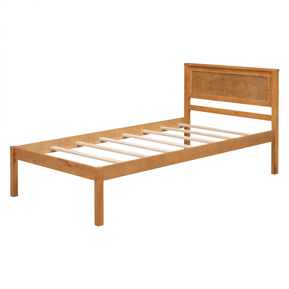 Twin Platform Bed with Headboard Oak