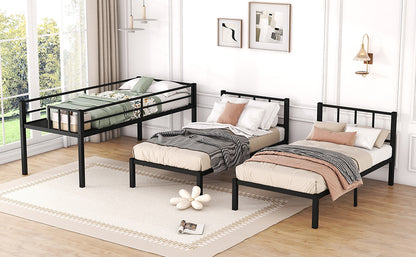Triple Metal Bunk Bed Black
