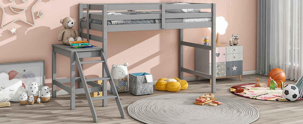 Twin Loft Bed Gray
