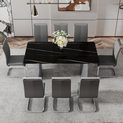 Modern Glass Dining Table Silver Base