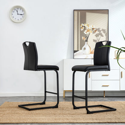 Black PU Counter Stool Set (2 pcs)