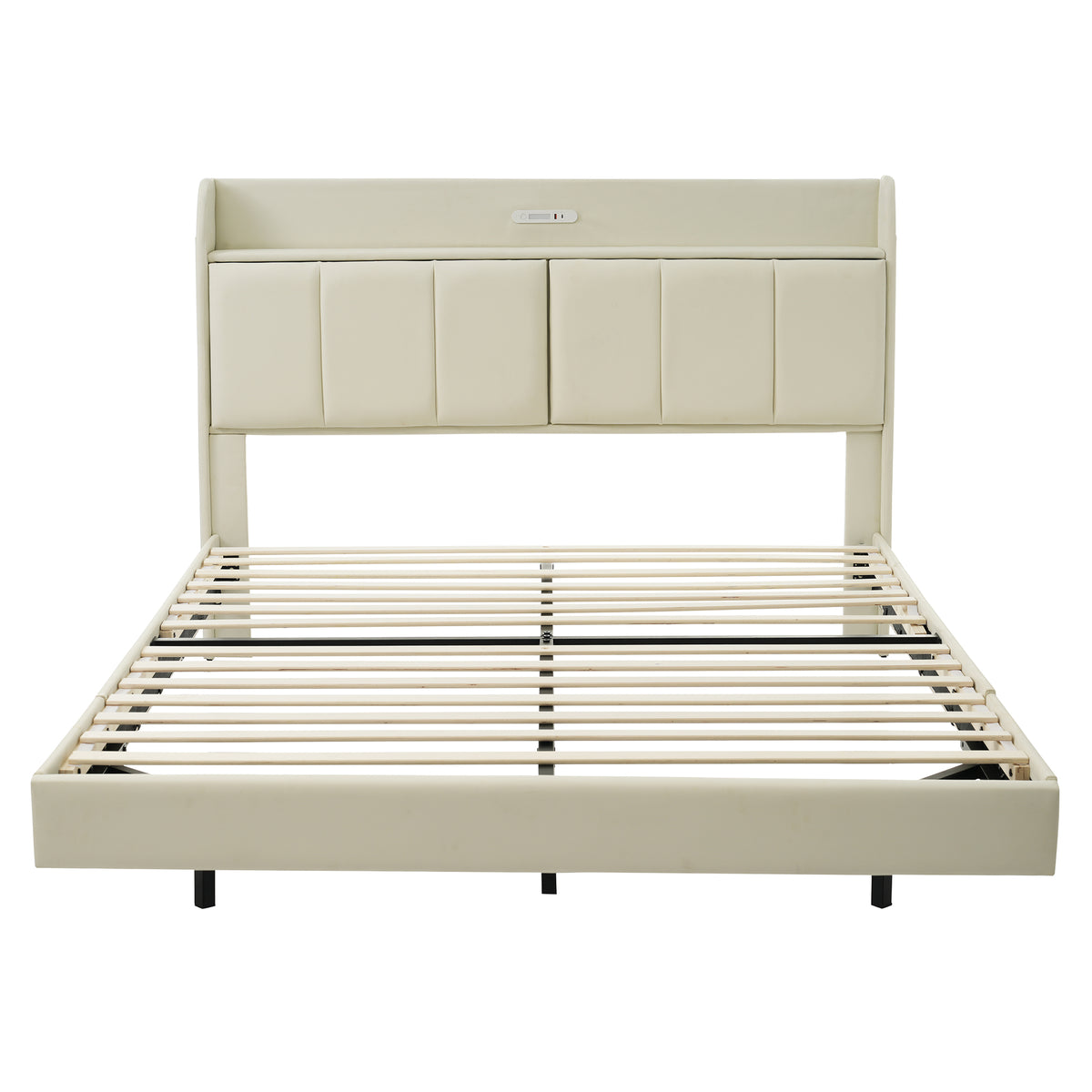 Platform Bed with Sensor Light and USB Beige