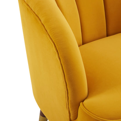 Barrel Accent Chair with Wooden Legs Brown