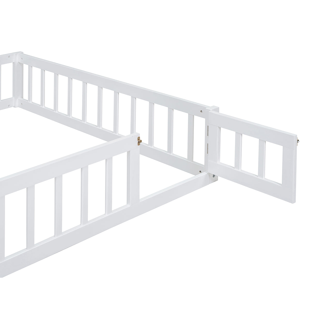 Full Platform Bed with Storage Rack White