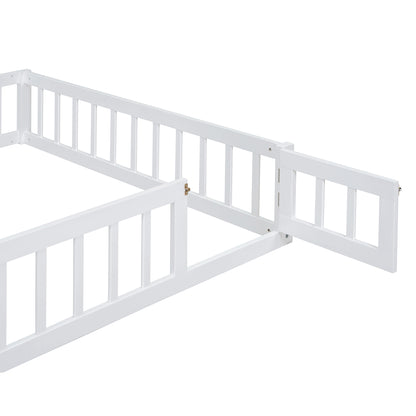 Full Platform Bed with Storage Rack White