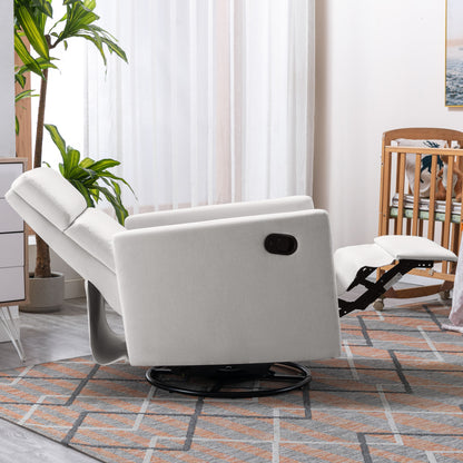 Beige Modern Upholstered Rocker Recliner Chair