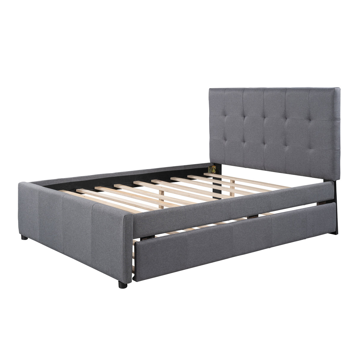 Linen Upholstered Bed with Trundle Full