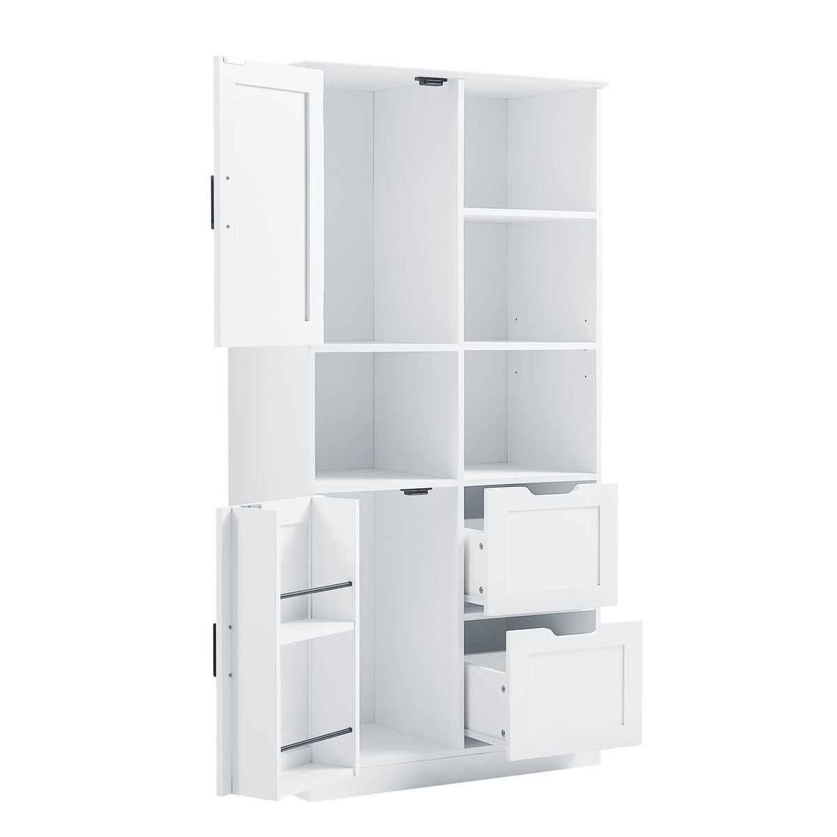 White Bathroom Storage Cabinet with Adjustable Doors