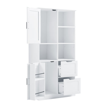 White Bathroom Storage Cabinet with Adjustable Doors