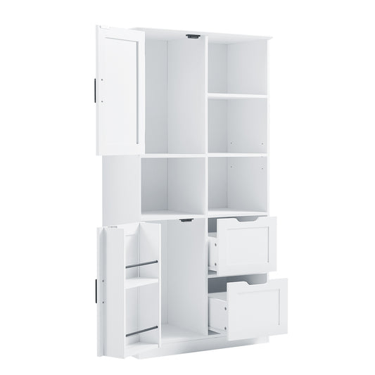 White Bathroom Storage Cabinet with Adjustable Doors