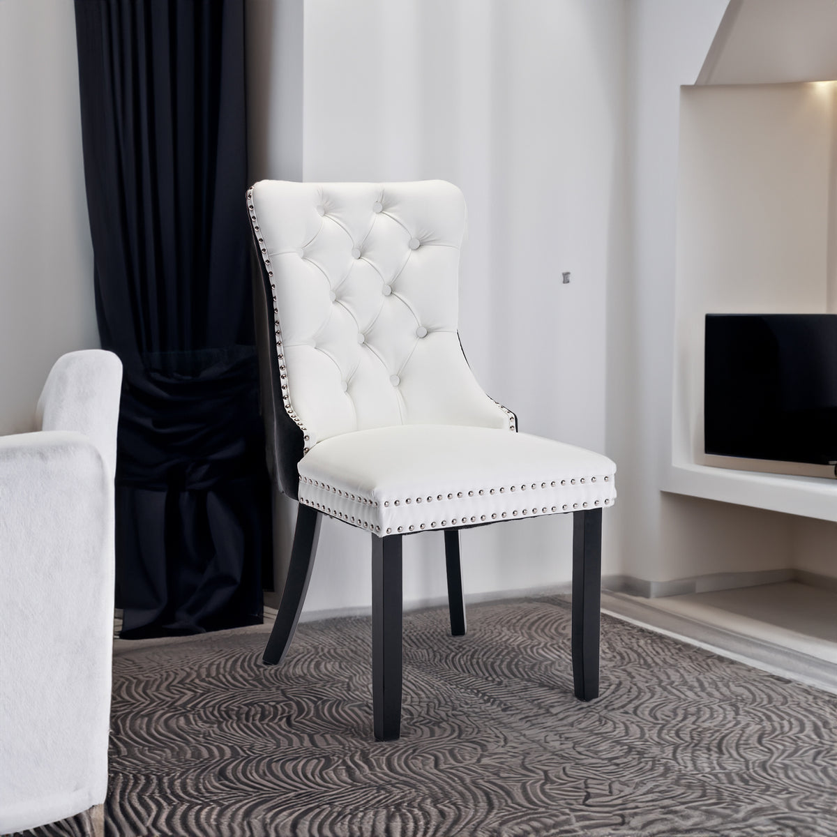 Modern PU Dining Chairs Set of 2 White