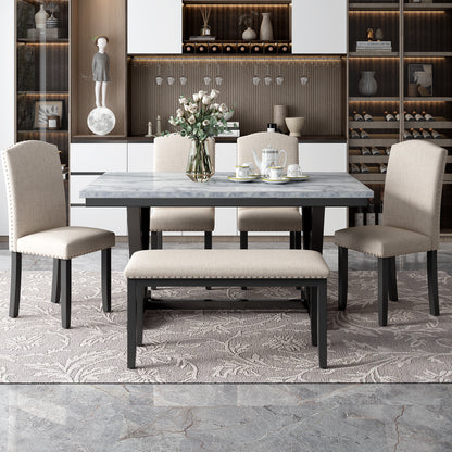 6-Piece Modern Dining Set – White Finish
