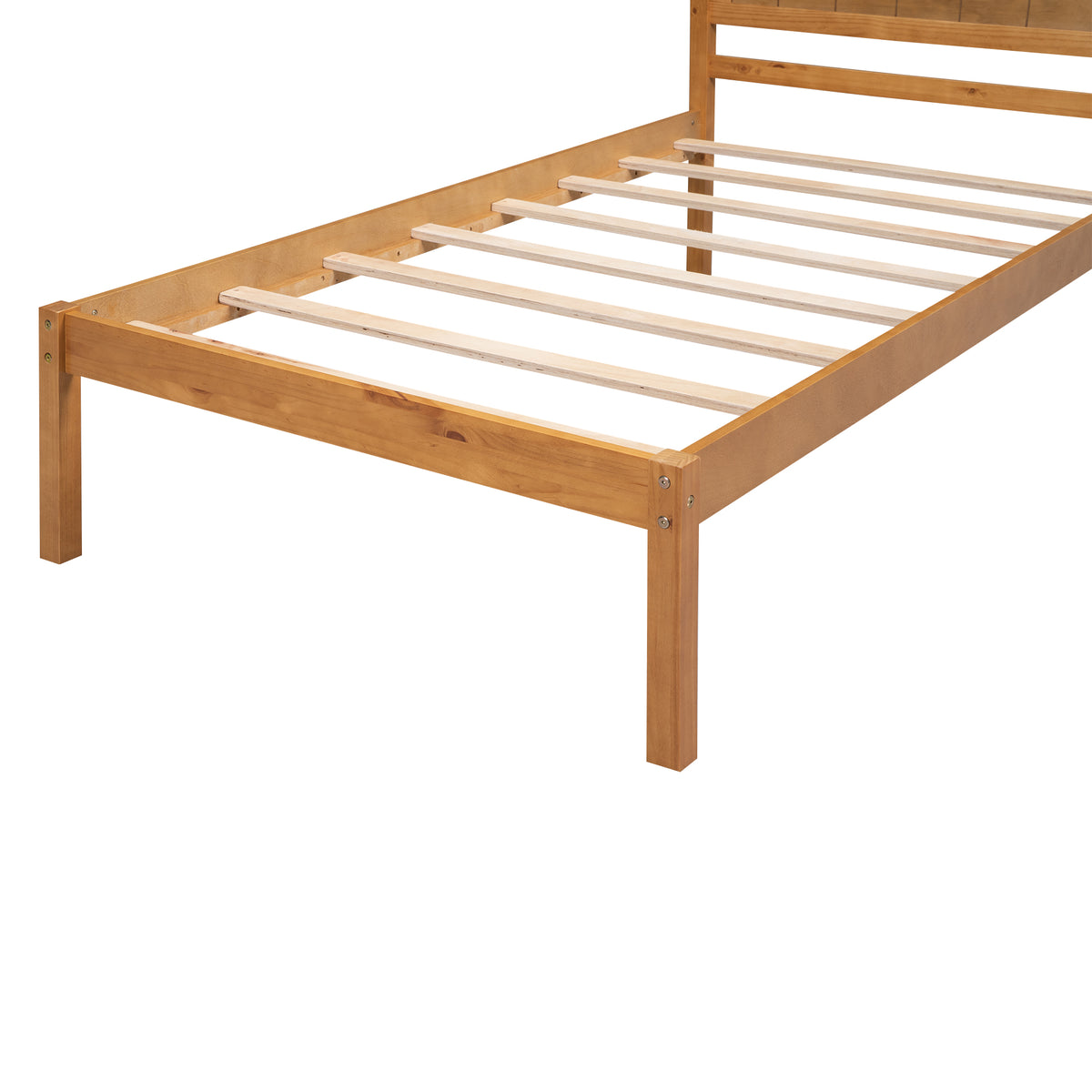 Twin Platform Bed with Headboard Oak