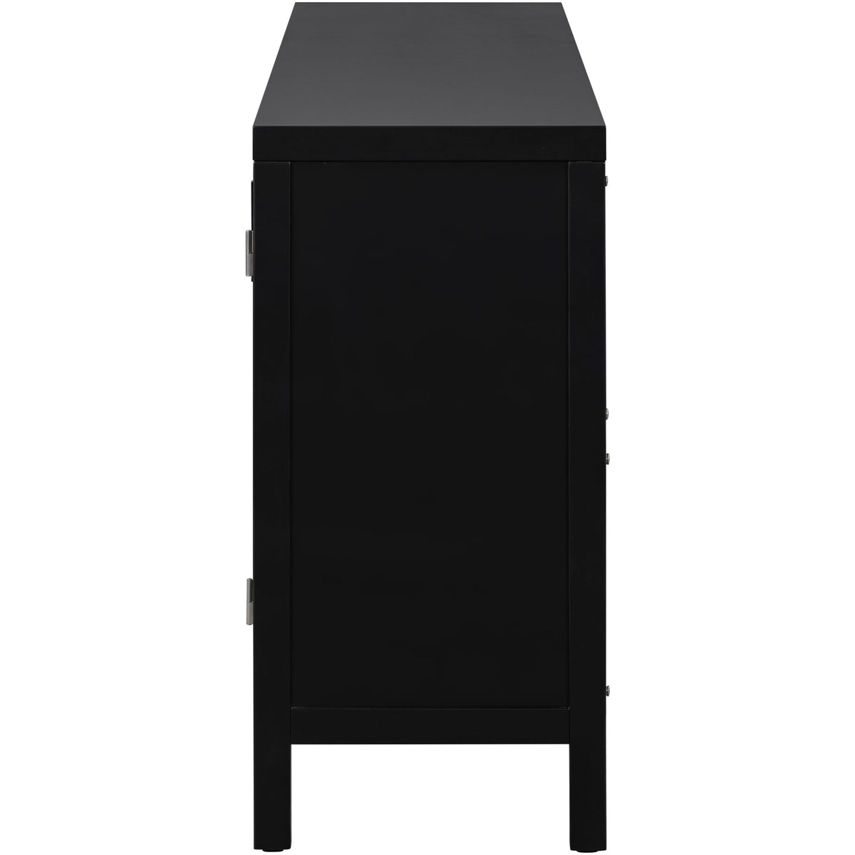Storage Sideboard with Rattan Doors Black
