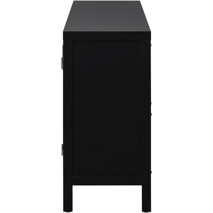 Storage Sideboard with Rattan Doors Black