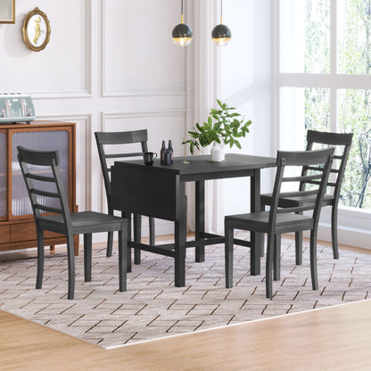 5-Piece Pendant Dining Set with Ladder Back Chairs