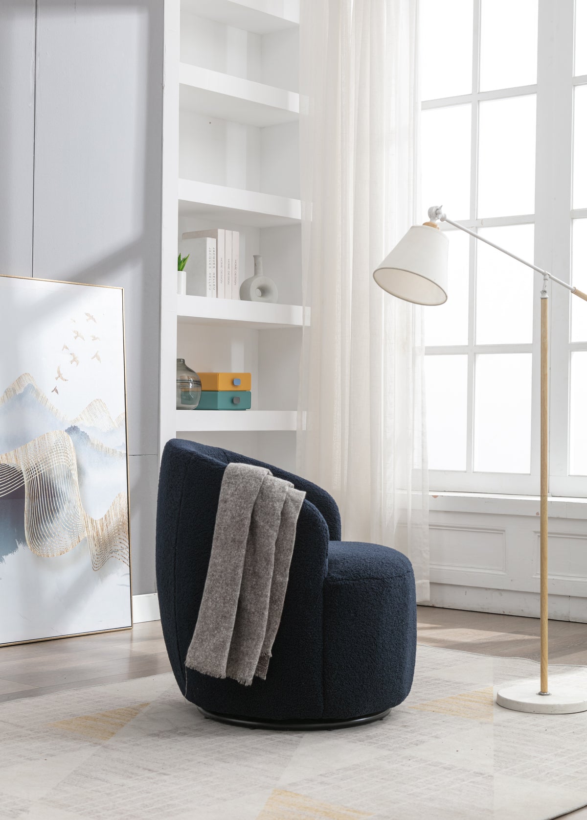Teddy Barrel Accent Chair – Navy Blue