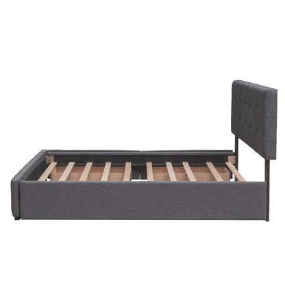Upholstered Platform Bed Queen Dark Gray