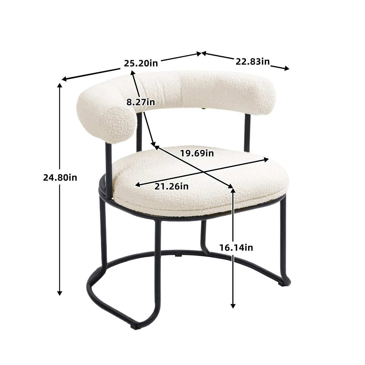 Boucle Dining Chairs Set of 2 Beige