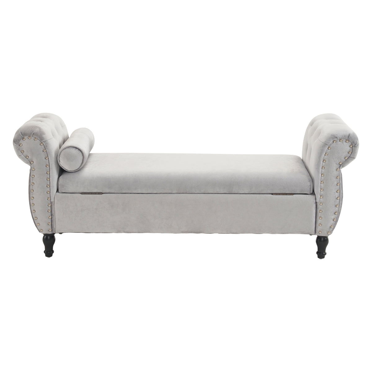 Velvet Storage Ottoman Bench Gray