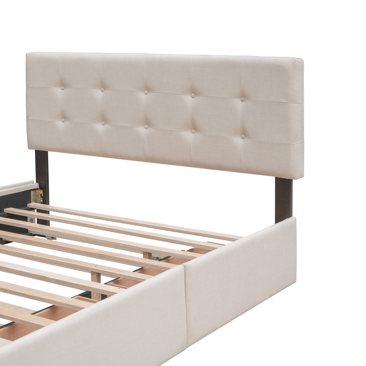 Upholstered Platform Bed Queen Dark Beige