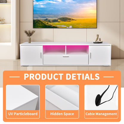 Modern LED TV Stand with Storage White