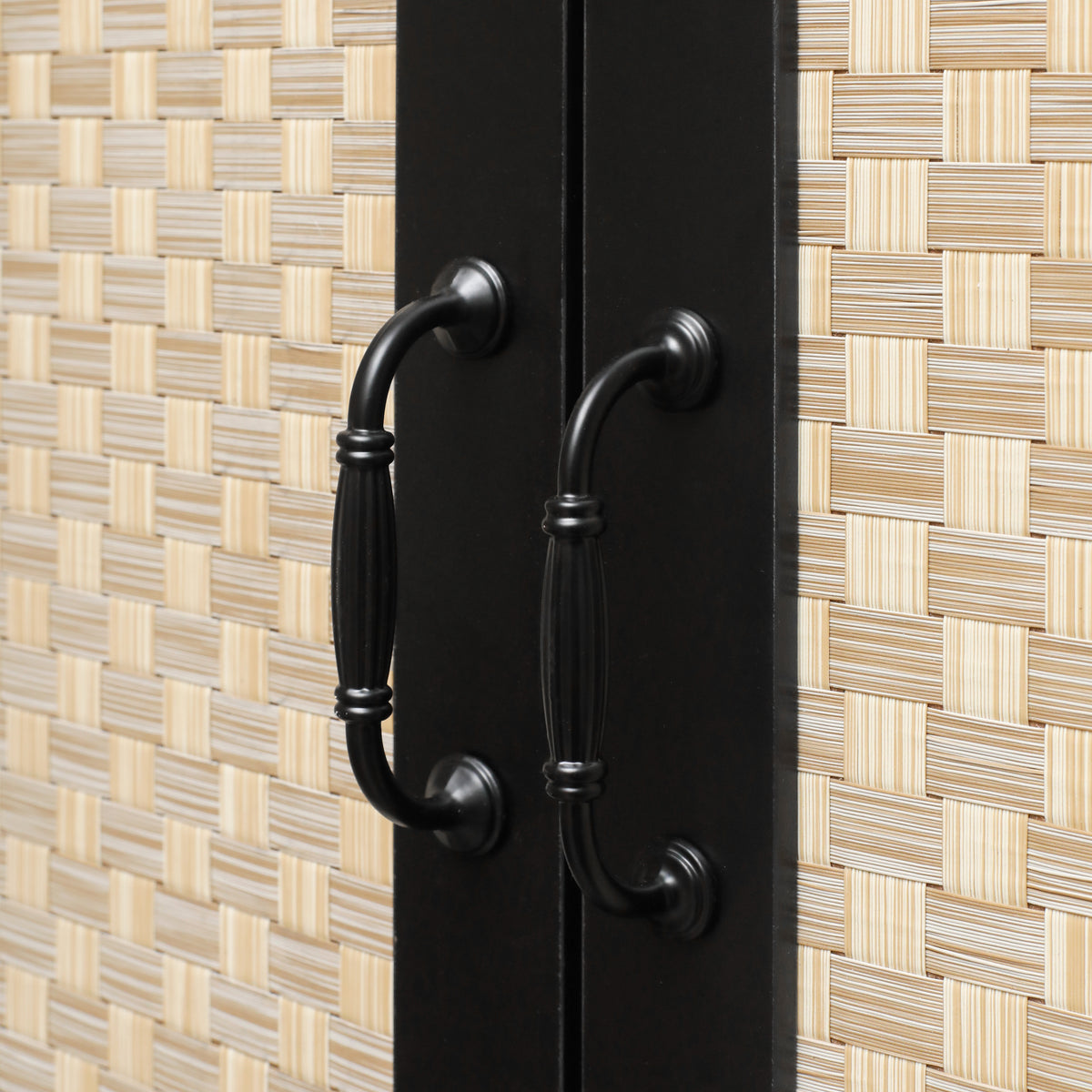Rattan 4-Door Sideboard Black