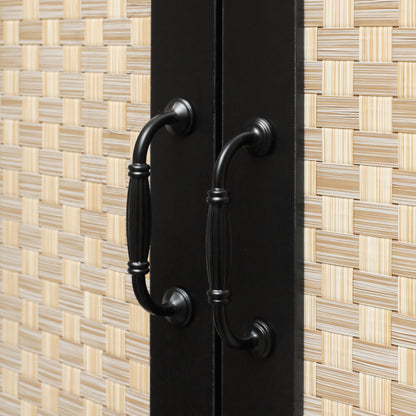 Rattan 4-Door Sideboard Black