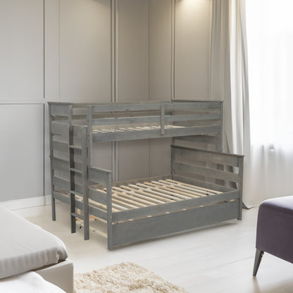 Twin Over Full Bunk Bed Gray