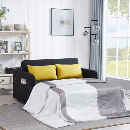 Black Fabric Convertible Sofa Bed – Twin Size Sleeper