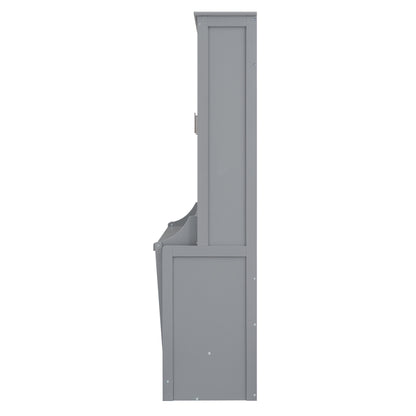 Queen Murphy Bed with Storage Gray