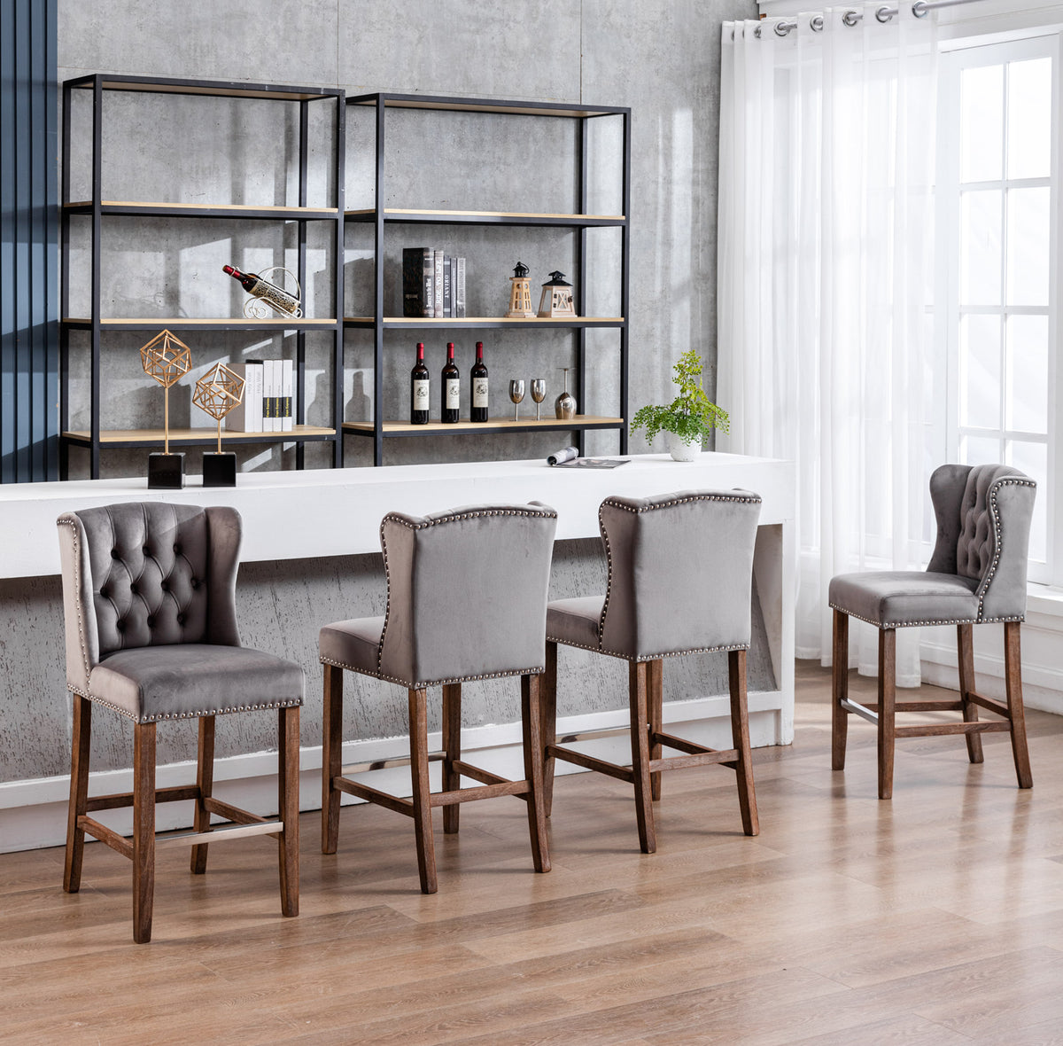 A&A Upholstered Bar Stools Set of 2