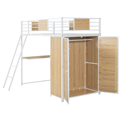 Twin Loft Bed with Desk Gray
