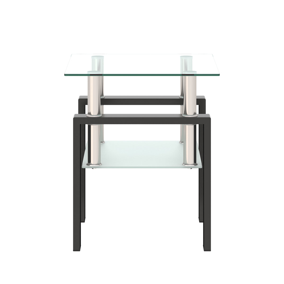 Modern Tempered Glass Coffee Table Black Frame