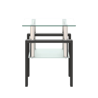 Modern Tempered Glass Coffee Table Black Frame