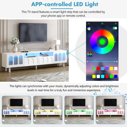 Cream Gloss LED TV Stand – 80”