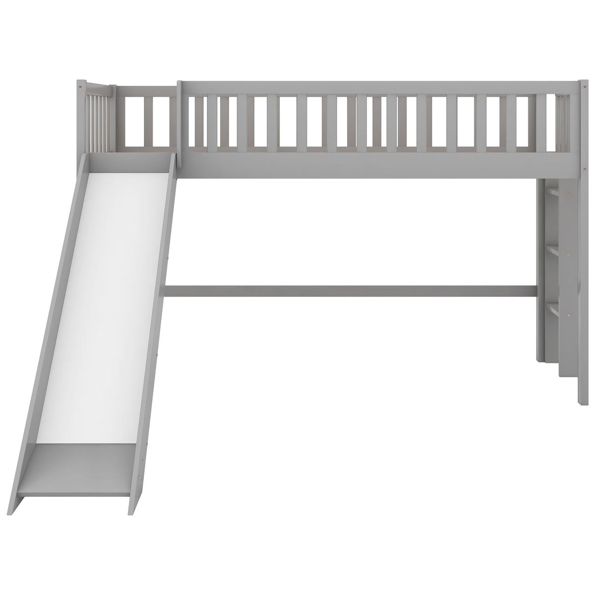Twin Loft Bed with Ladder and Slide Gray