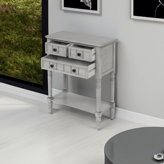 Narrow Console Desk – Grey Washed Finish