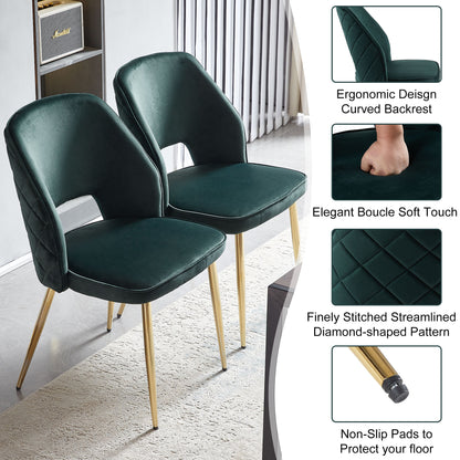 Emerald Velvet Dining Chair Set (4 pcs) – Gold Legs