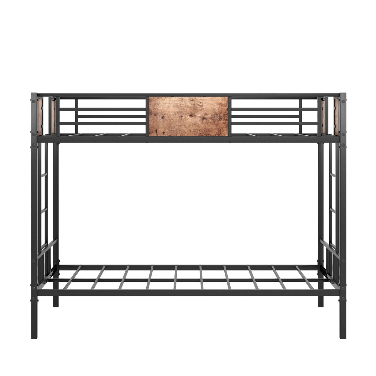 Metal Twin Bunk Bed with Ladder Black