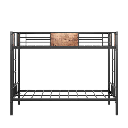 Metal Twin Bunk Bed with Ladder Black