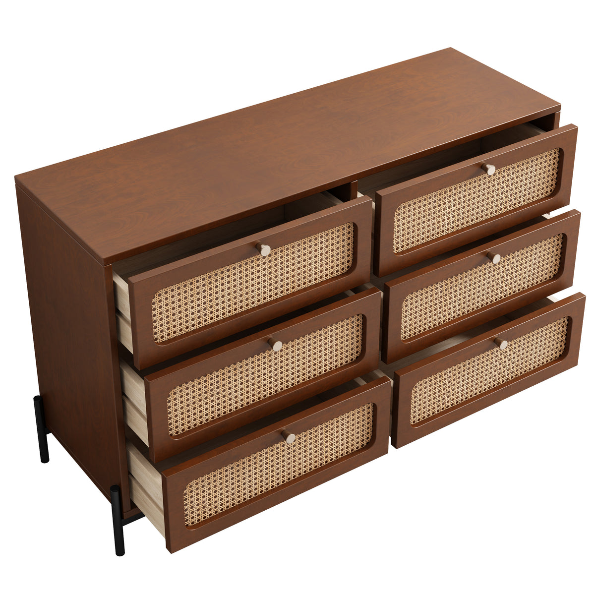 Modern Rattan Wood Closet – Walnut