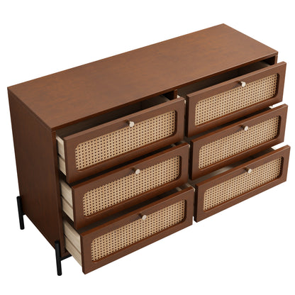 Modern Rattan Wood Closet – Walnut