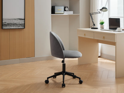 Velvet Swivel Office Chair – Black Legs