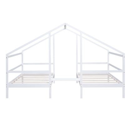 Double Twin Bunk Bed with Built-In Table