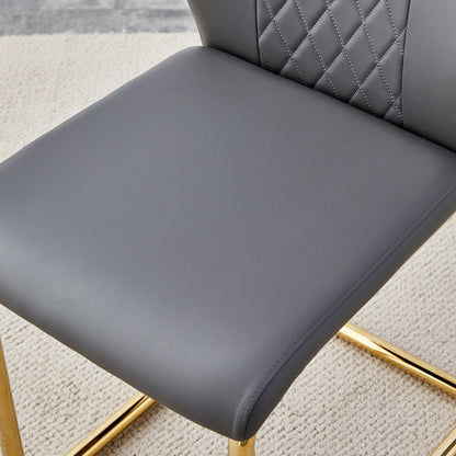 Faux Leather Dining Chairs Set of 4 Gray