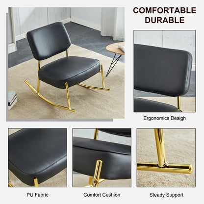 PU Leather Rocking Chair – Gold Metal Legs