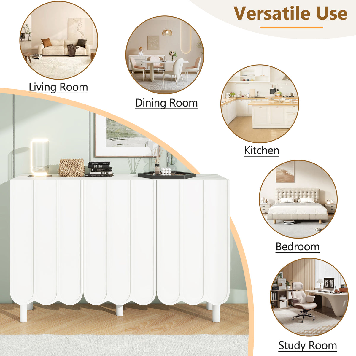 Cream Shoe Cabinet with Solid Wood Legs